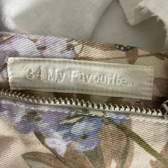 Cambio Paris Easy Kick Print Jeans Lavender Floral Straight Leg Ankle Sz 34 US 2 - Picture 9 of 12